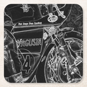 Motorrad-1-Küste Rechteckiger Pappuntersetzer