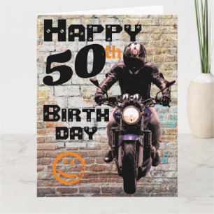 Motorrad '50. Geburtstag Immer noch drauf' Karte