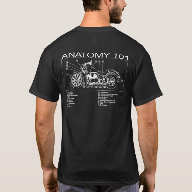 Motorrad-Anatomie 101 T-Shirt (Rückseite)