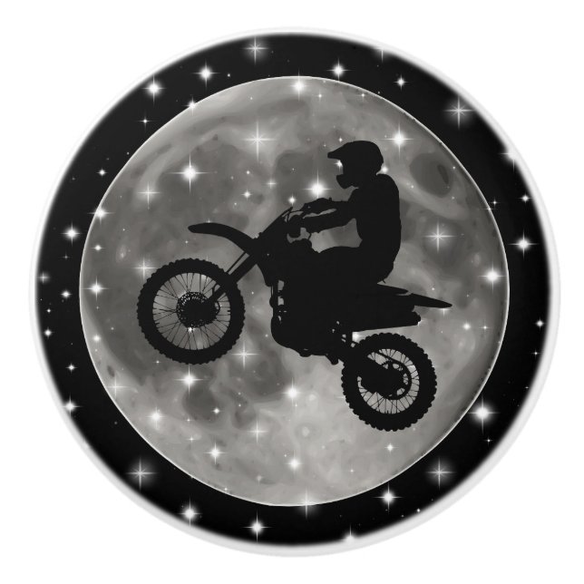 Motorrad auf dem Mond Keramikknauf (Vorderseite)