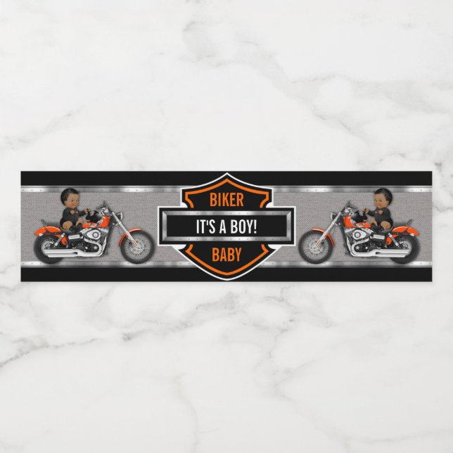 Motorrad Baby Orange Black Shield Wasserflaschenetikett (Einzelnes Label)