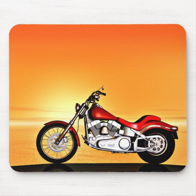 Motorrad bei Sonnenuntergang Mousepad (Vorne)