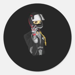 Motorrad-Bike Girl - The Restaurant Runder Aufkleber