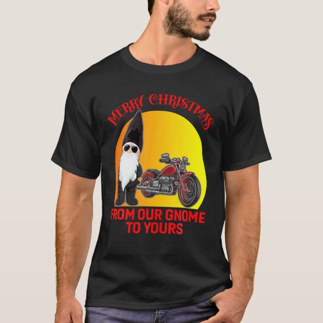 Motorrad-Biker Frohe Weihnachten von unserem Gnome T-Shirt (Vorderseite)