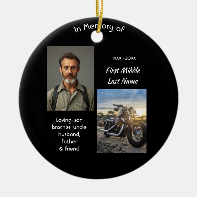 Motorrad-Chopper-Andenken Keramik Ornament (Vorne)