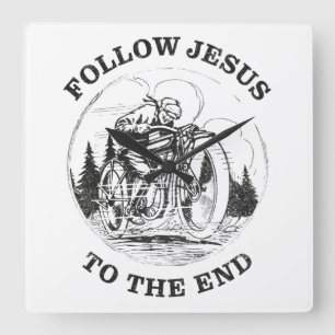 Motorrad-Christen-Glaube: Folge Jesus Biker Quadratische Wanduhr