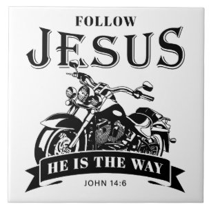 Motorrad Christlich Biker John 14:6 folgen Jesus Fliese