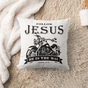 Motorrad Christlich Biker John 14:6 folgen Jesus Kissen