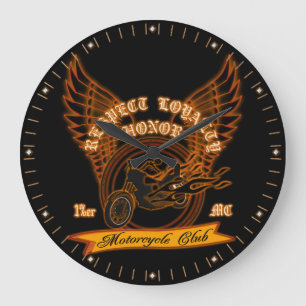 Motorrad-Club-Abzeichen Große Wanduhr