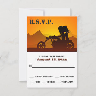 Motorrad-Coupé Sonnenuntergang/Sonnenaufgang Hochz RSVP Karte