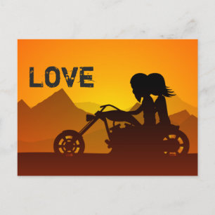 Motorrad-Couple-LIEBE Postkarte
