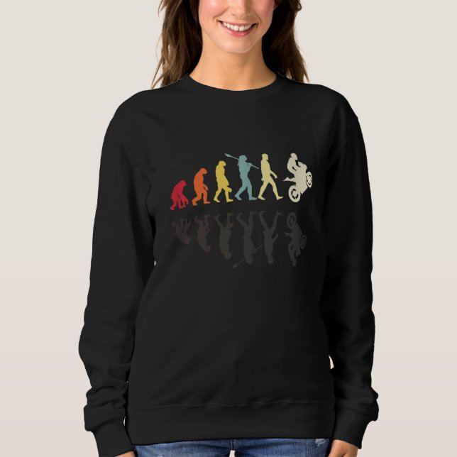 Motorrad-Evolution Vintag Biker Motorradfahrer Sweatshirt (Vorderseite)