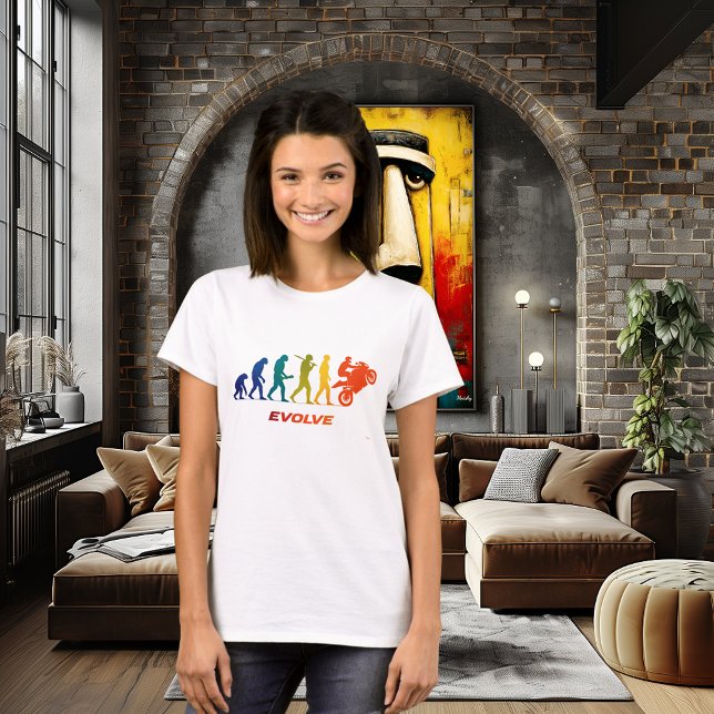 Motorrad-Evolutions-Silhouette-Biker-Design T-Shirt (Von Creator hochgeladen)