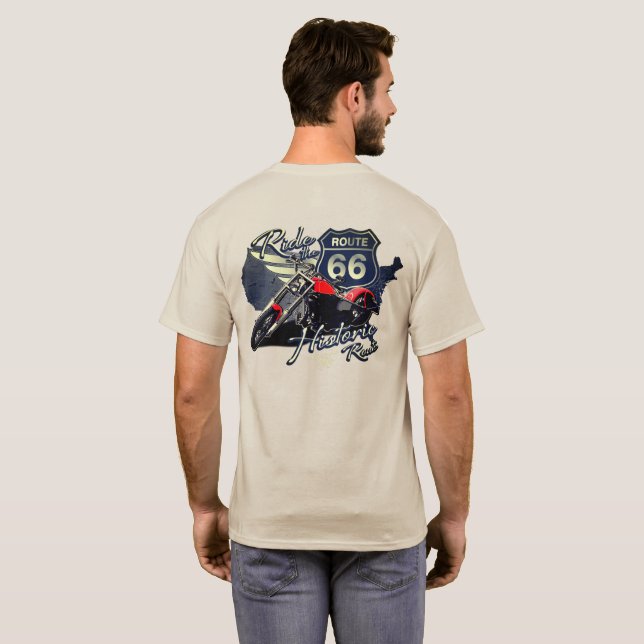 Motorrad-Fahrt auf der historischen Route 66 Road  T-Shirt (Schwarz voll)