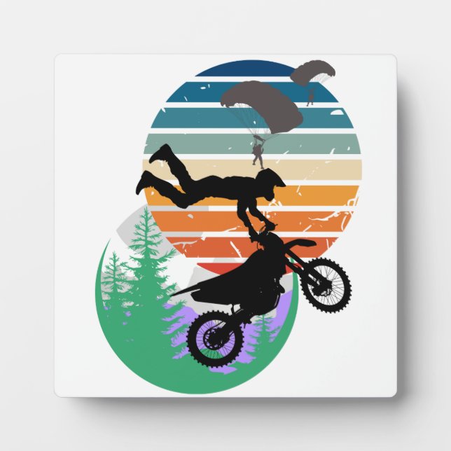 Motorrad, Fallschirme und im Freien Fotoplatte (Vorderseite)