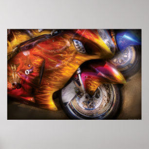Motorrad - Flamme auf Poster