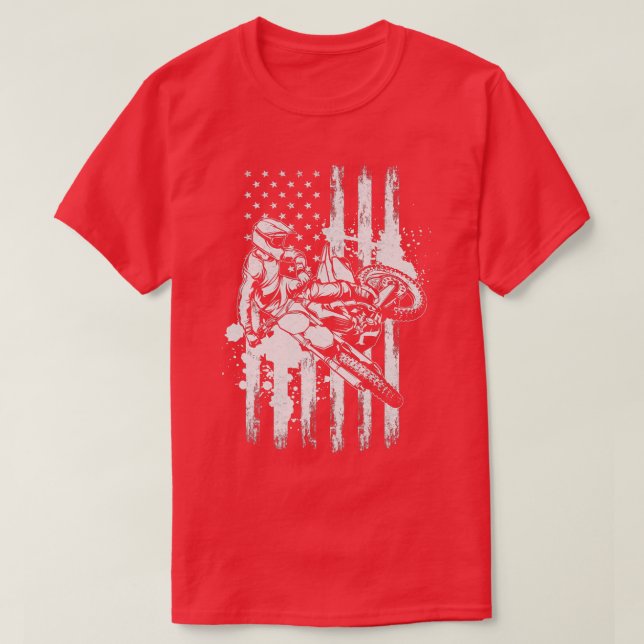 Motorrad Freestyle Supercross American Flag Moto T-Shirt (Design vorne)