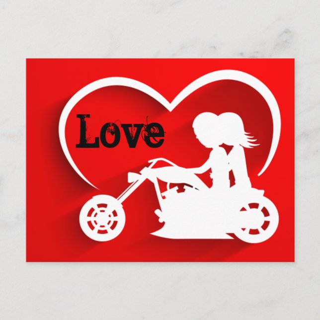 Motorrad für Paare, Herz und Liebe Postkarte (Vorderseite)