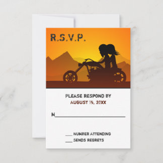 Motorrad für Paare mit Hochzeit RSVP Karte