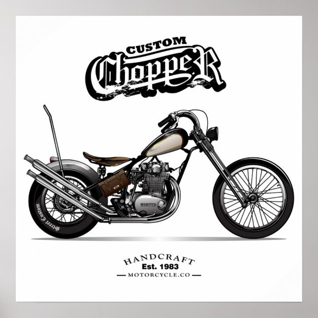 Motorrad für Vintage Chopper Poster (Vorne)