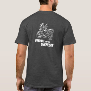 Motorrad-Garage Bereite dich auf das Unbekannte T- T-Shirt