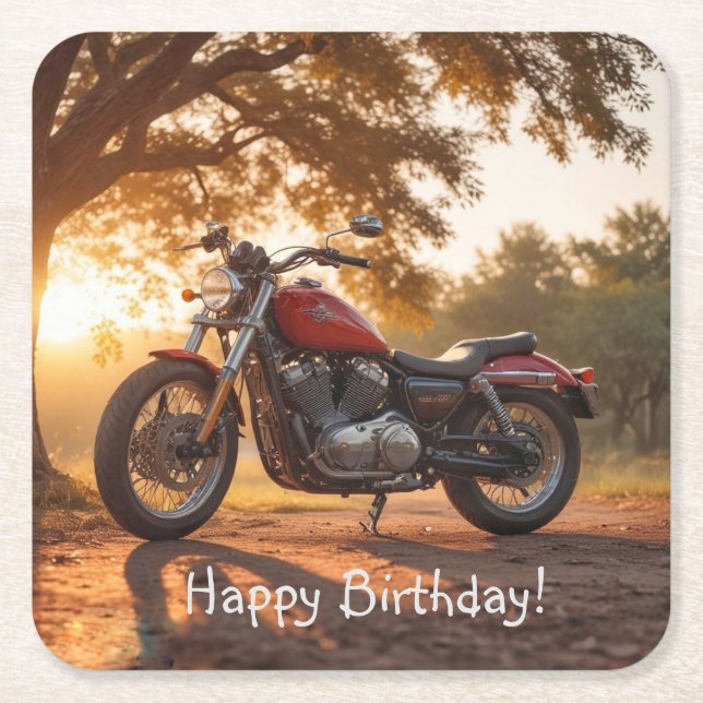 Motorrad Geburtstag Rechteckiger Pappuntersetzer (Vorderseite)