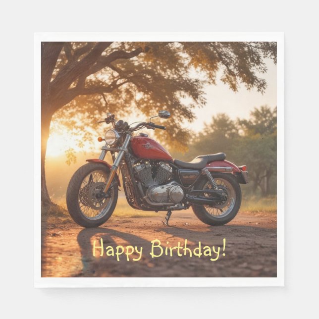 Motorrad Geburtstag Serviette (Vorderseite)