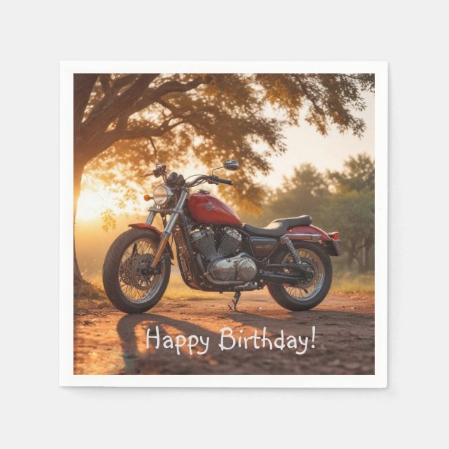 Motorrad Geburtstag Serviette (Vorderseite)