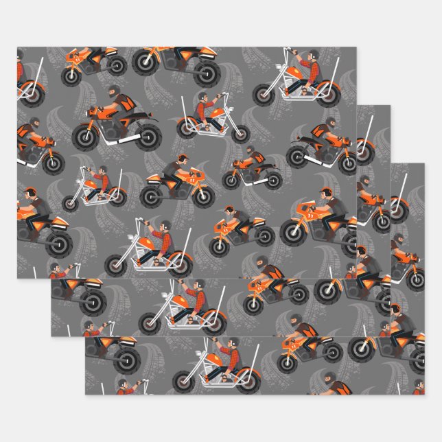 Motorrad-Geschenk Offroad Motorrad-Muster Geschenkpapier Set (Set)