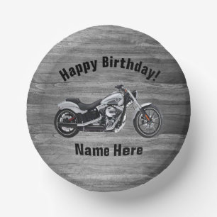 Motorrad Happy Geburtstag Individuelle Name Cool  Pappteller