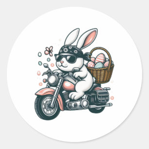Motorrad-Häschen-Oster-Biker-Eier Runder Aufkleber