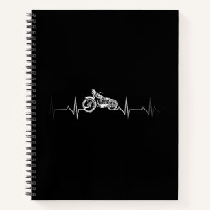 Motorrad-Herzschlag-T - Shirt - I Liebe mein Motor Notizbuch