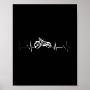 Motorrad-Herzschlag-T - Shirt - I Liebe mein Motor Poster