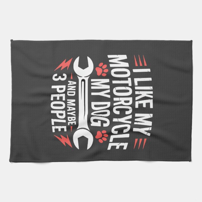 Motorrad-Hundebesitzer-Humor Geschirrtuch (Horizontal)