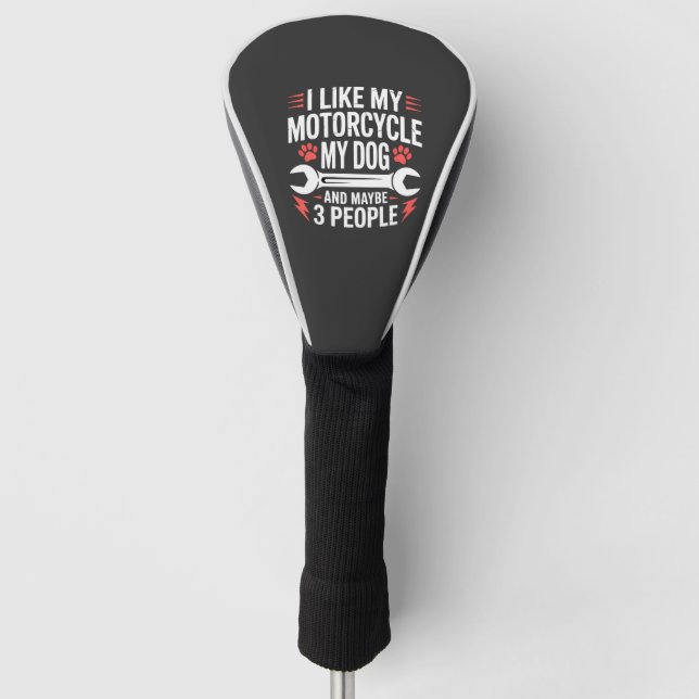 Motorrad-Hundebesitzer-Humor Golf Headcover (Vorderseite)