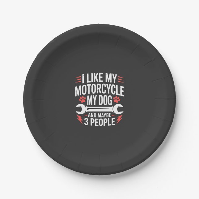 Motorrad-Hundebesitzer Humor Pappteller (Vorderseite)