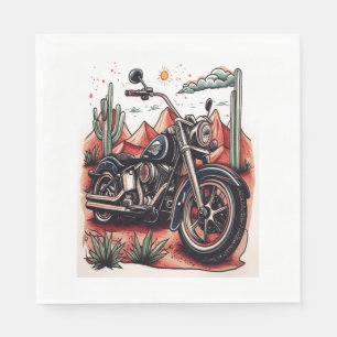 Motorrad im Wüstenkaktus-Western-Set Serviette
