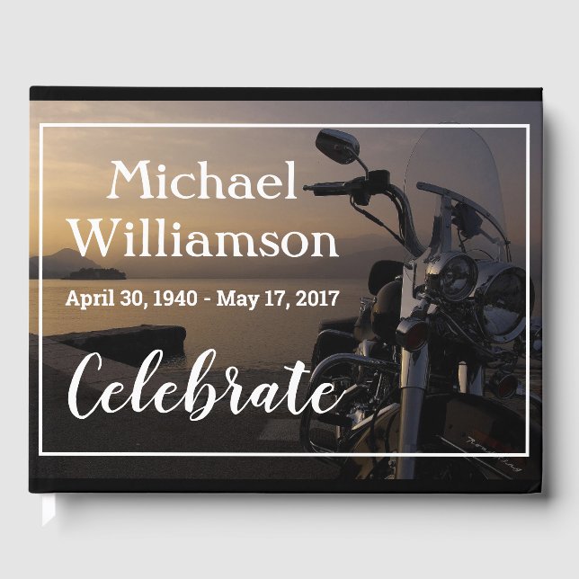 Motorrad in der Nähe der Wasserfeier des Lebens Gästebuch (Vorderseite)