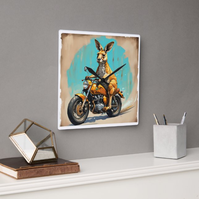 Motorrad Kangaroo Quadratische Wanduhr (Büro)