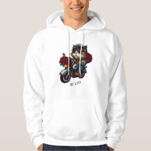 Motorrad-Katzenfahrten rote Rosen Blume meine Lieb Hoodie