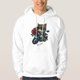 Motorrad-Katzenfahrten rote Rosen Blume meine Lieb Hoodie