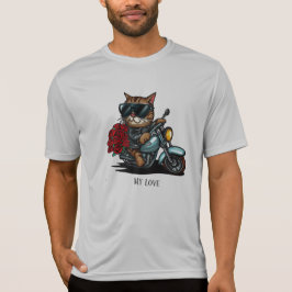 Motorrad-Katzenfahrten rote Rosen Blume meine Lieb T-Shirt