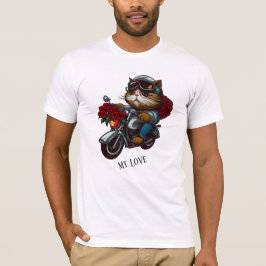 Motorrad-Katzenfahrten rote Rosen Blume meine Lieb T-Shirt