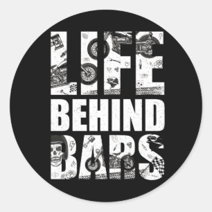 Motorrad-Lebensdauer hinter Bars Shirt Motorradübe Runder Aufkleber