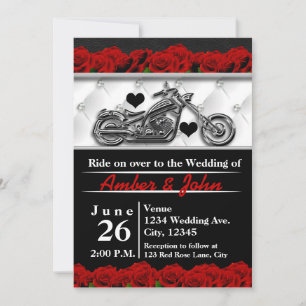 Motorrad-Leder-Rosen-Hochzeitseinladungen Einladung