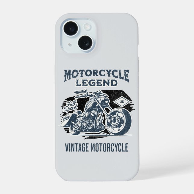Motorrad-Legende Vintage Retro iPhone 15 Hülle (Rückseite)