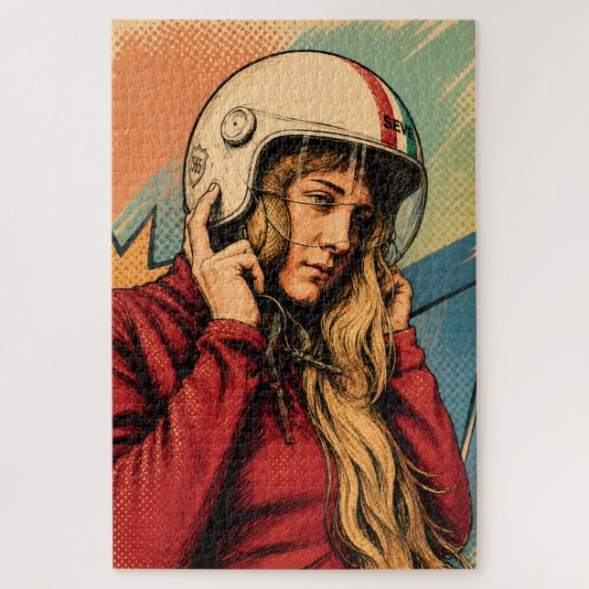 Motorrad Mädchen  Puzzle (Vertikal)