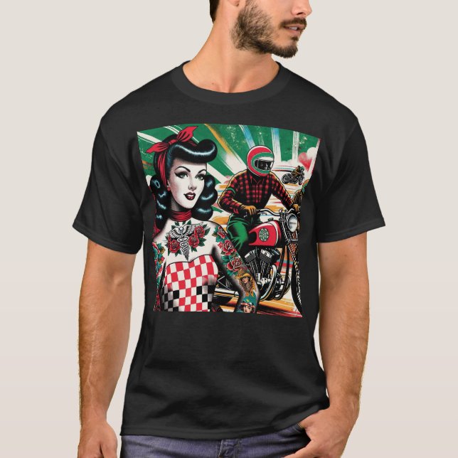Motorrad Mädchen T-Shirt (Vorderseite)