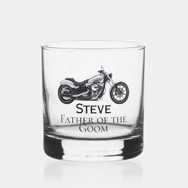 Motorrad Männer Trauzeuge Vater von Groom Geschenk Whiskyglas (Vorderseite)