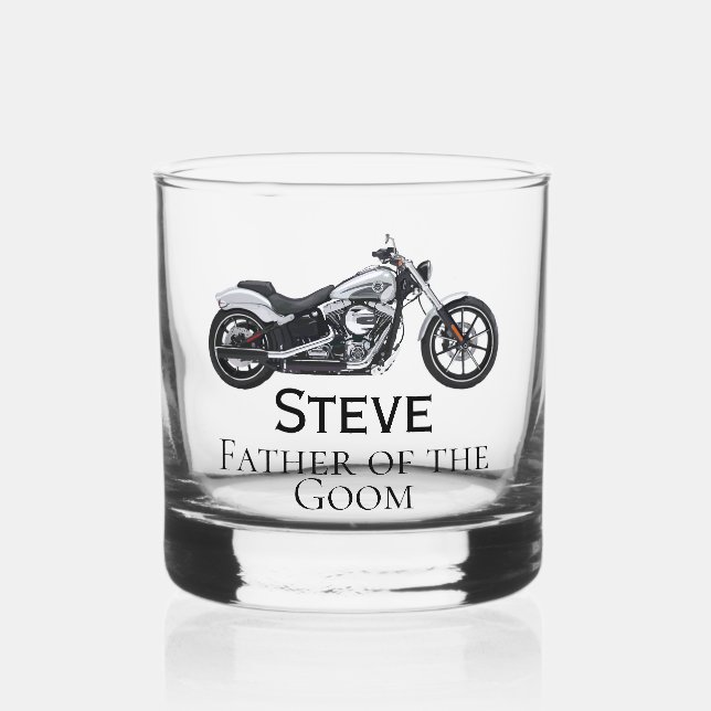 Motorrad Männer Trauzeuge Vater von Groom Geschenk Whiskyglas (Vorderseite)